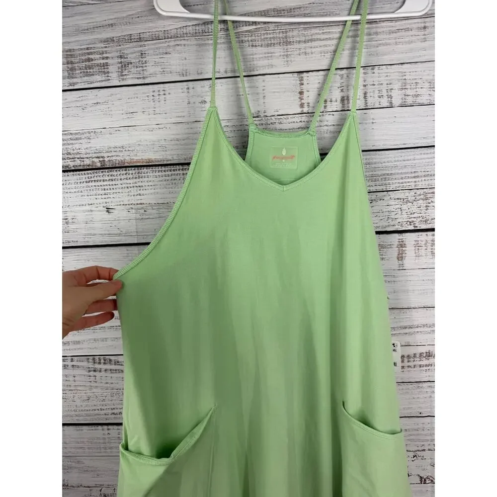 Free People Movement Hot Shot Jumpsuit Medium NEW Bright Jade Green Boho Slouchy